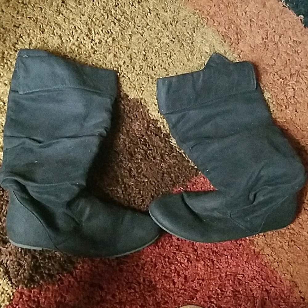 Black flat knee boots size 6 womens
